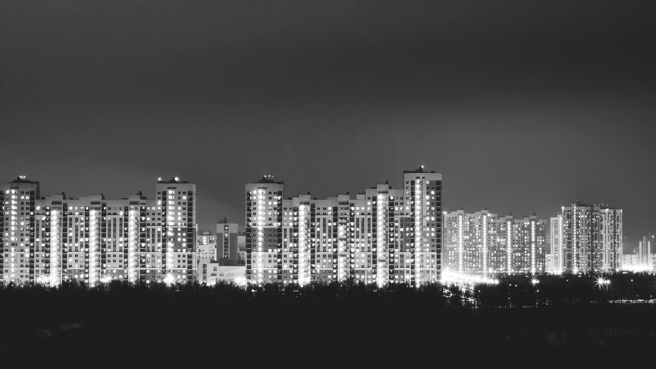 Authentic photograph of grayscale photography of building.