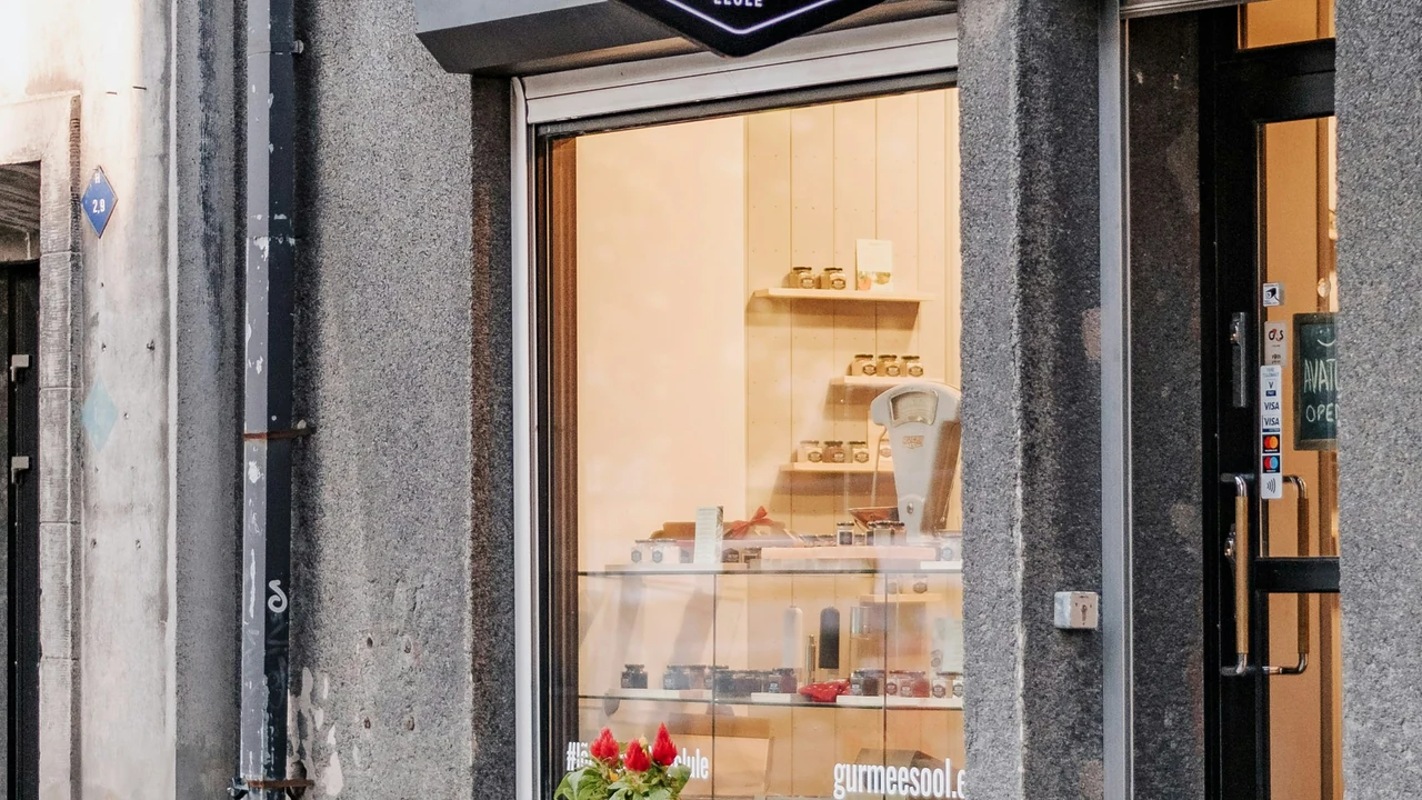 Authentic photograph of brown and black wooden store.