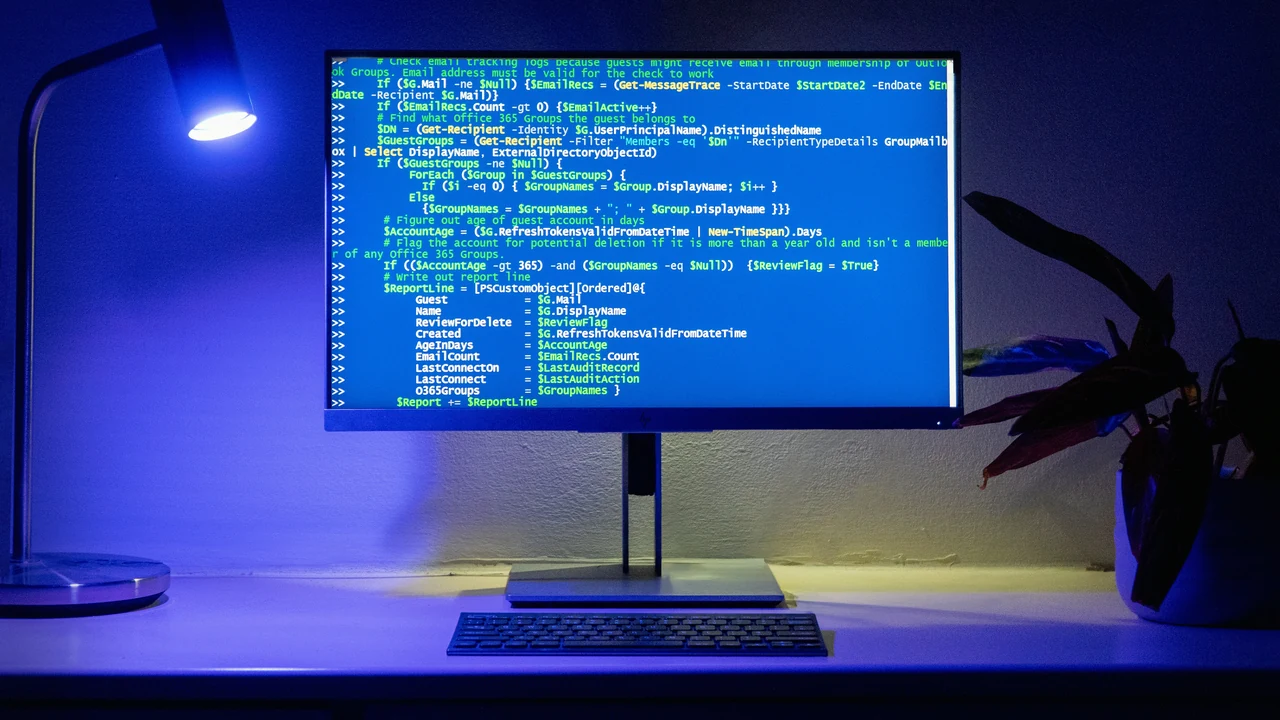 Real software code displayed on a computer monitor.