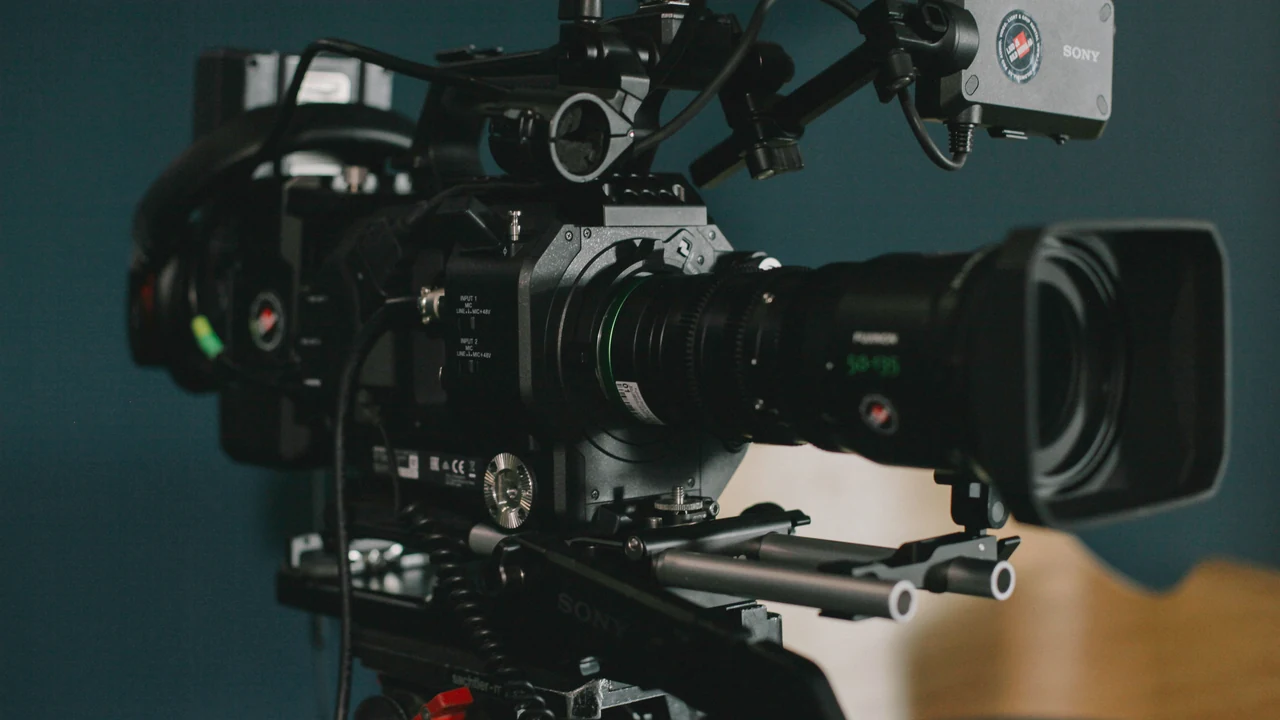 Professional camera prepared for advertising creative production.
