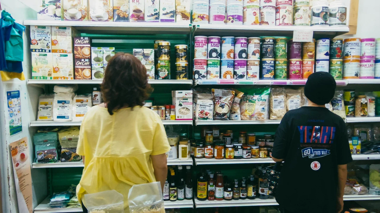 Customers shopping inside a neighborhood business.