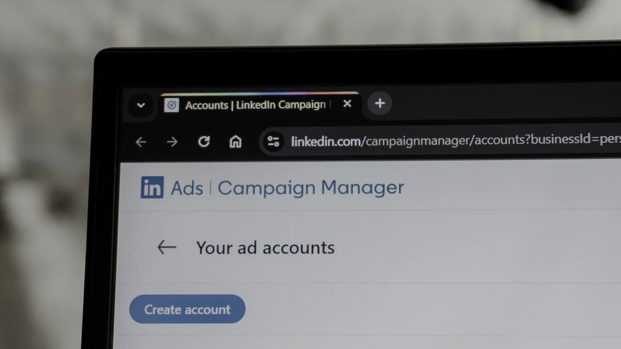 Advertising campaign manager on a laptop.