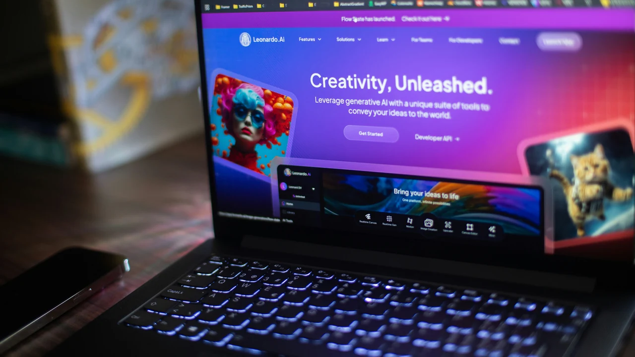 Person working beside a laptop displaying an AI application.