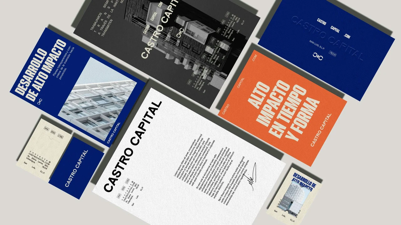 A series of brochures designed to look like a building.